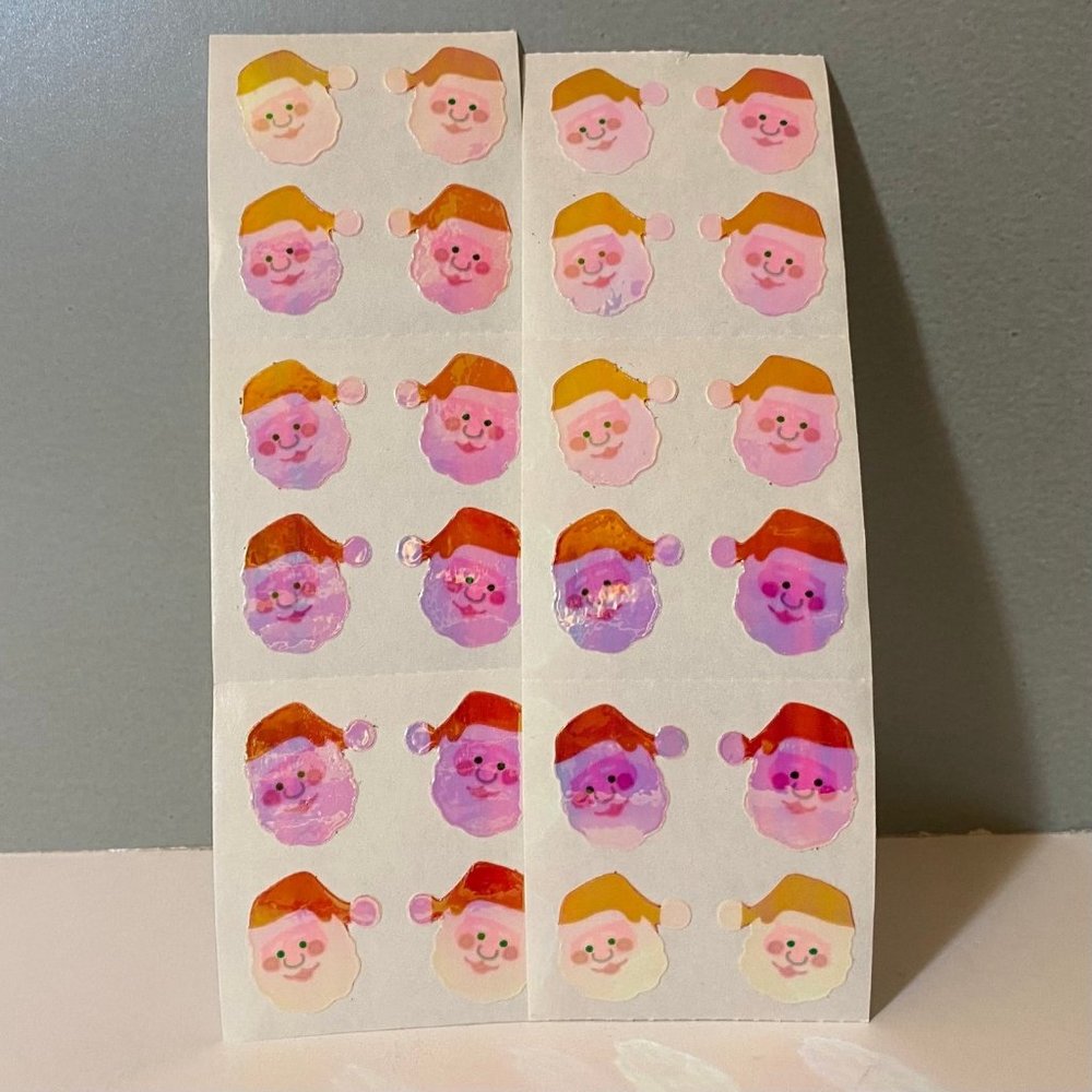 Vintage Sandylion Pearl Santa Sticker Strips